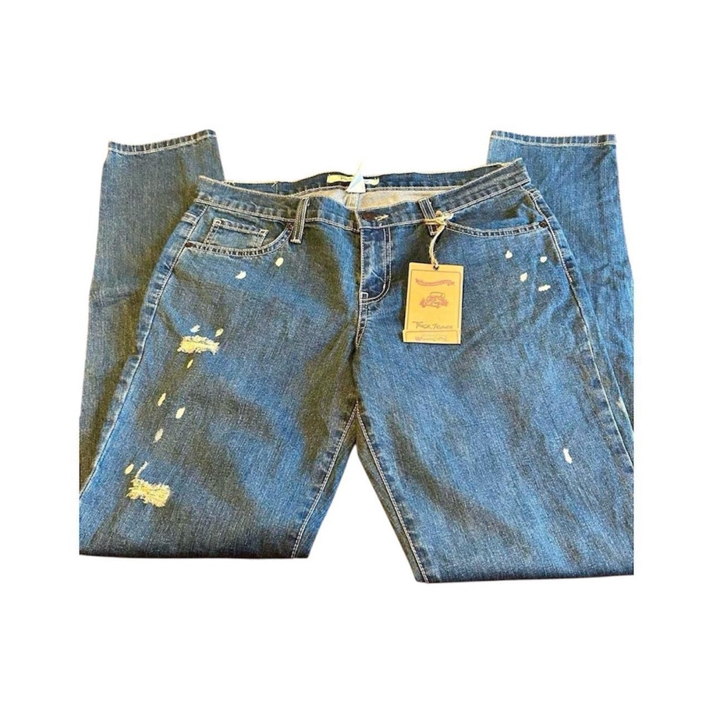 NWT Y2K Truck Jeans Juniors Distressed Straight Leg Sz 13